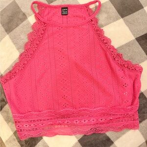 SHEIN Fuchsia Lace Tank Top